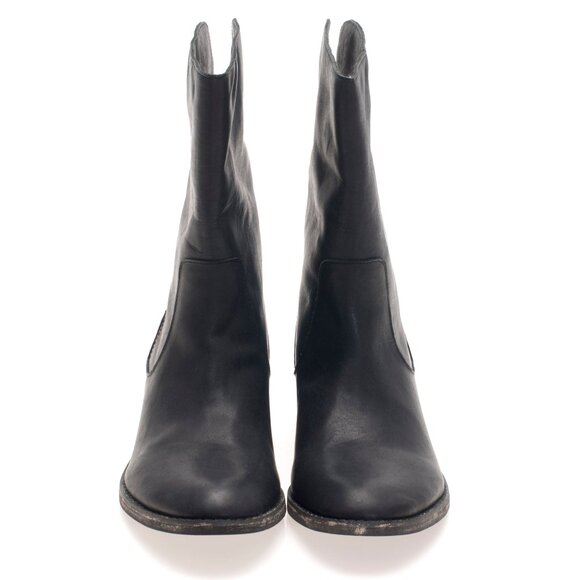 NWOB Charcoal Genuine Leather Riding Combat Flat Boots NYC Designers Handmade - Picture 3 of 16